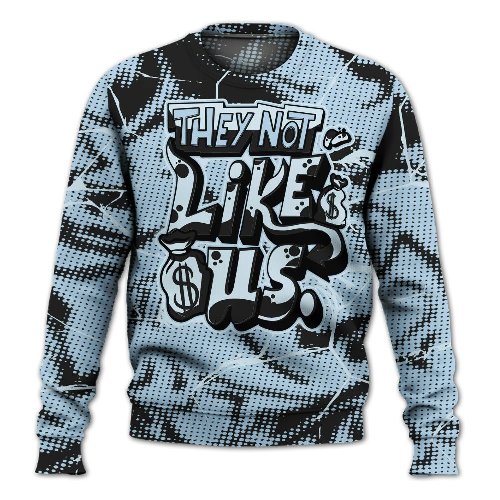 Sweatshirt To Match Foamposite One Psychic Blue - Dislike Us Crack All Over Print