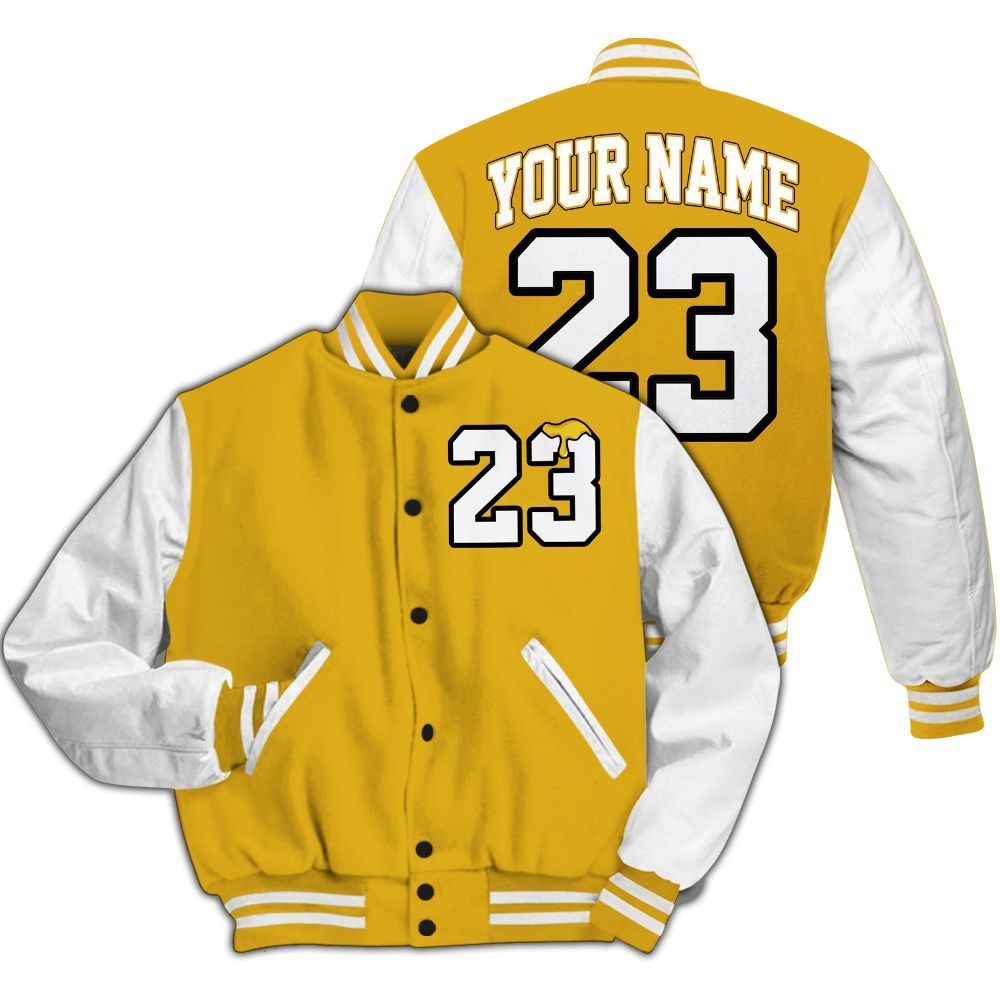 Varsity Jacket To Match Vivid Sulfur 4s - Custom Name Number 23 Drip All Over Print