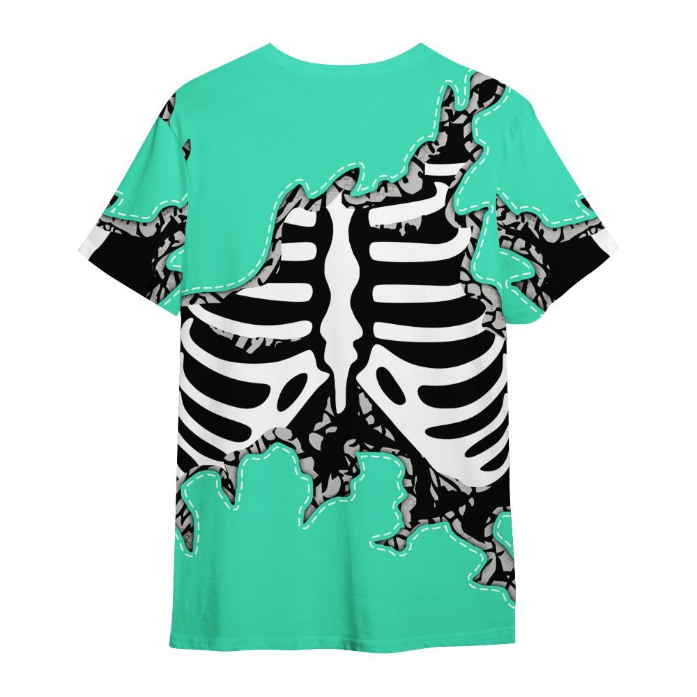 Shirt To Match Black Green Glow 3s - Skeleton Smiley Face Green Glow 3s All Over Print