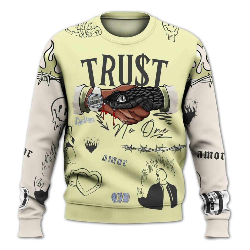 Sweatshirt To Match Luminous Green 5s - Snake Trust No One All Over Print