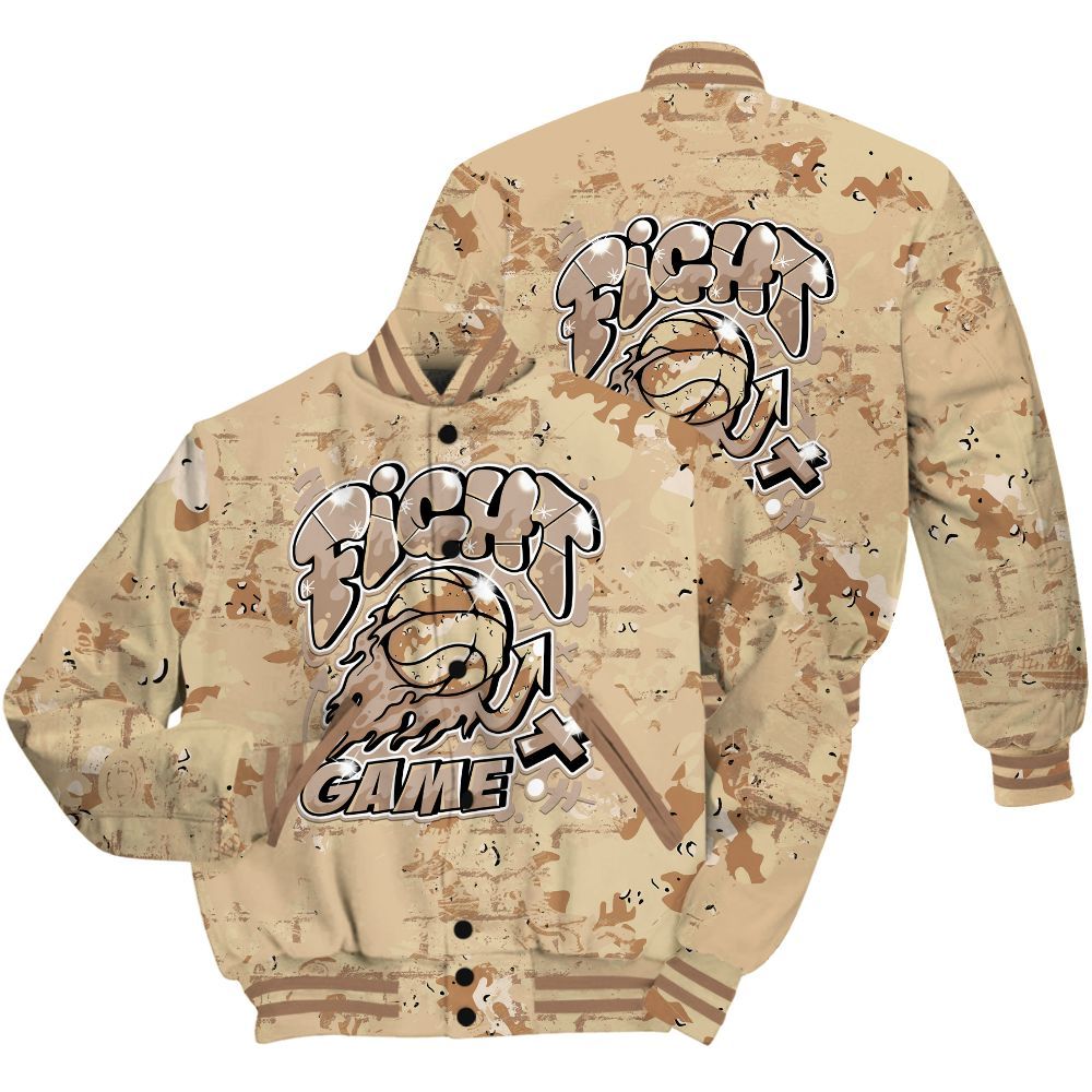 Varsity Jacket To Match Desert Camo 3s Shirt - Fighter Games Graphic Street Art All Over Print