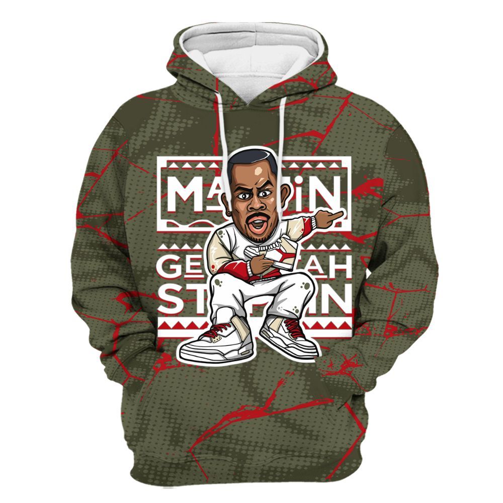 Hoodie To Match Travis Scott Low OG Medium Olive 1s - Get Tag Sneakers Steppin' Graphic Crack All Over Print