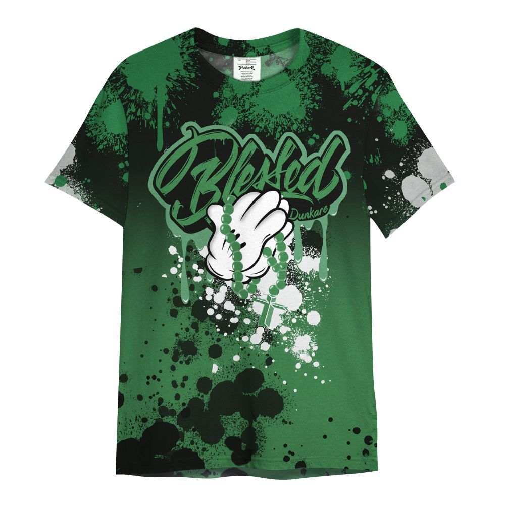 Shirt To Match Lucky Green 1s - God Blessed Ink Drip All Over Print