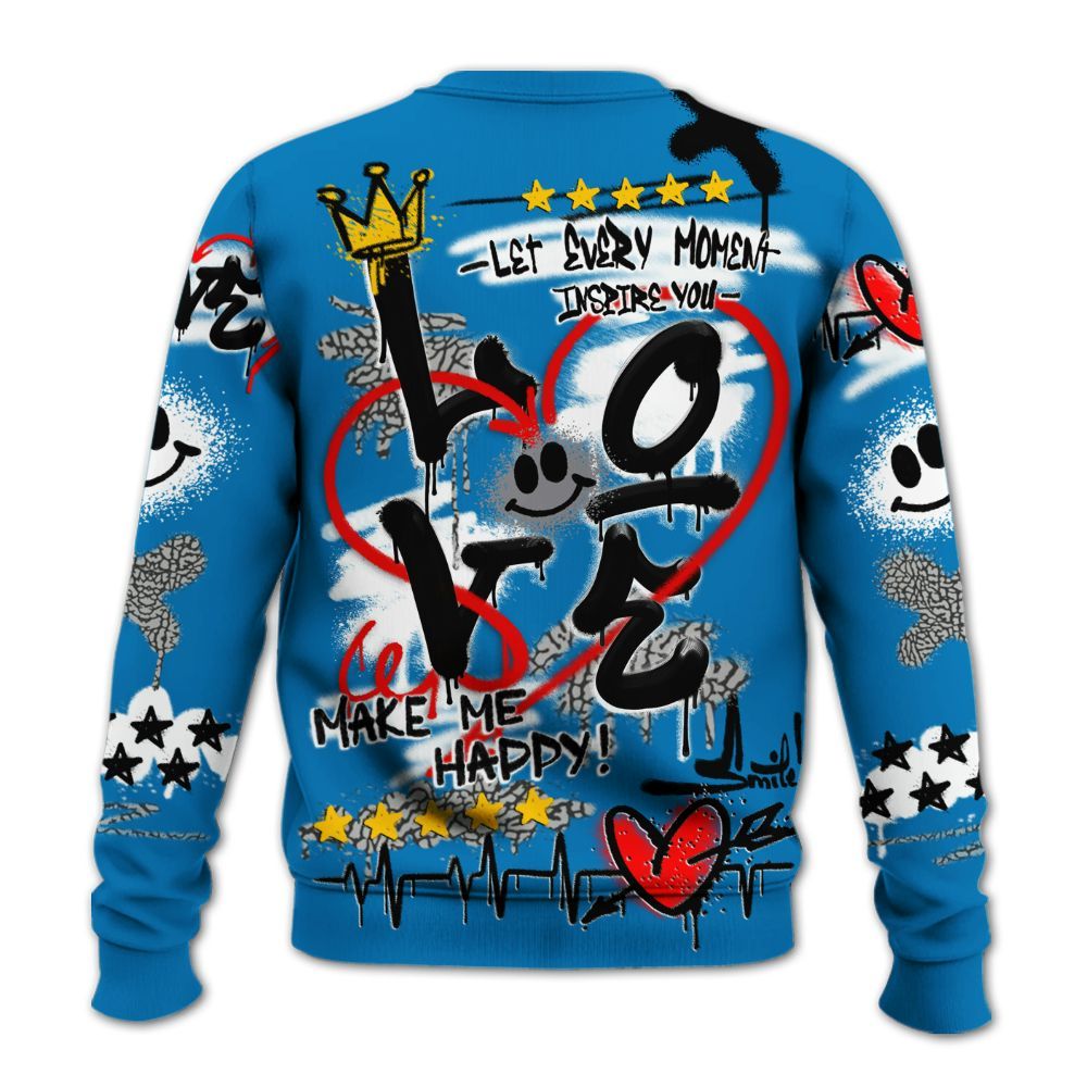 Sweatshirt To Match Wizards 3s - Happy Love Beats Graffiti Streetwear All Over Print