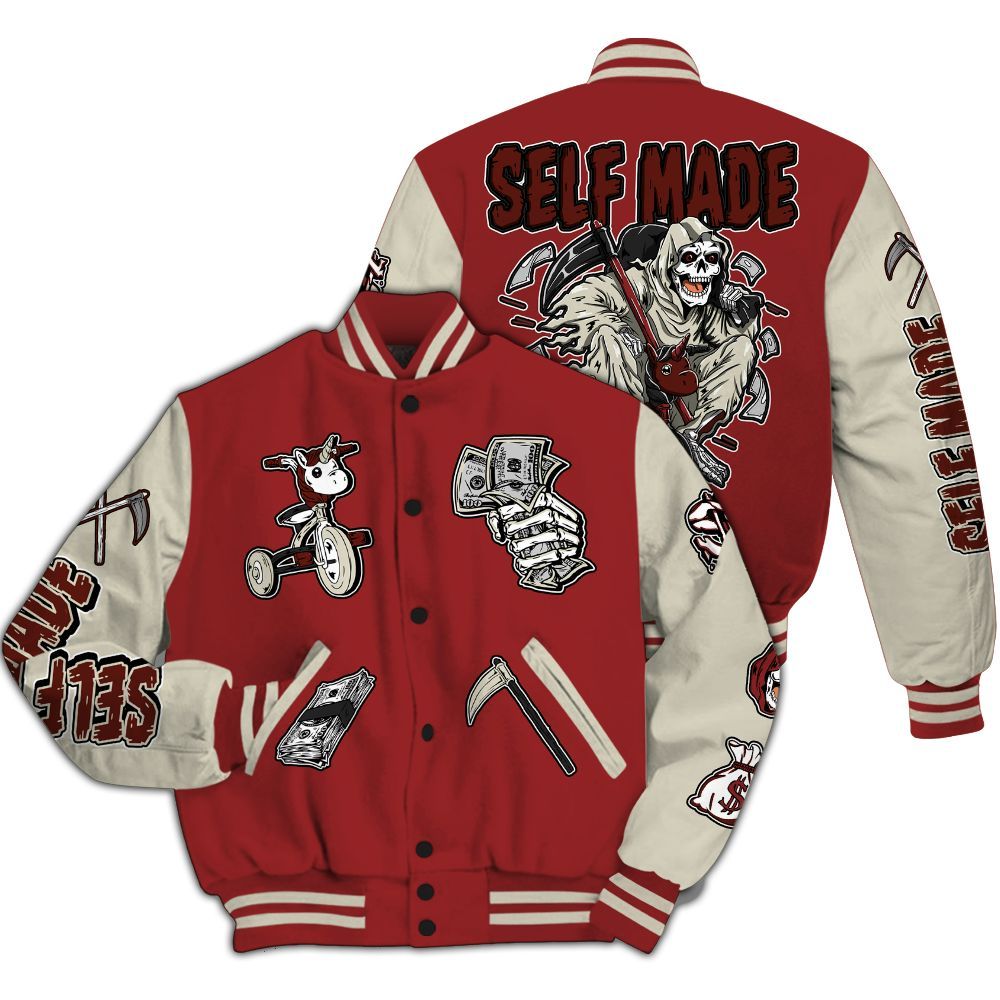 Varsity Jacket To Match High 85 Bred 1s - Self Make Skeleton All Over Print