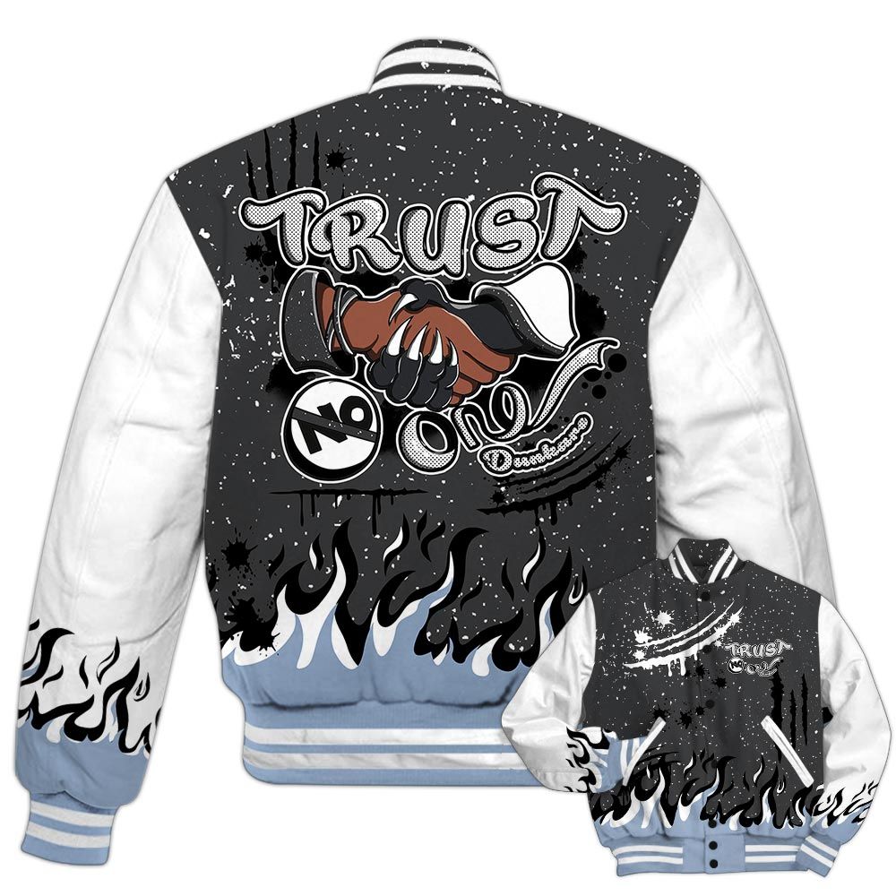 Varsity Jacket To Match Reverse Black White 6s - Graphic Trust No One Varsity Jacket Outfit