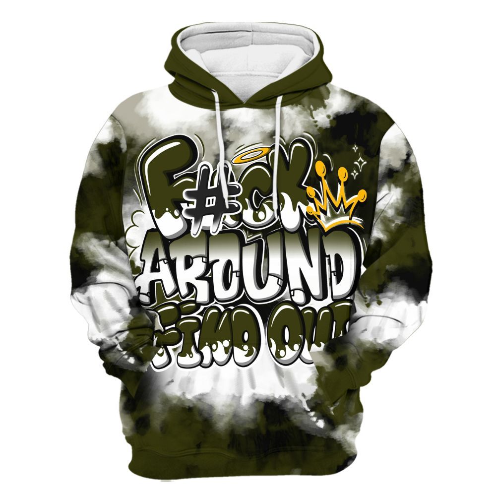 Hoodie To Match Dunk Low Pale Ivory Cargo Khaki - Tie Dye FK Around Find Out All Over Print