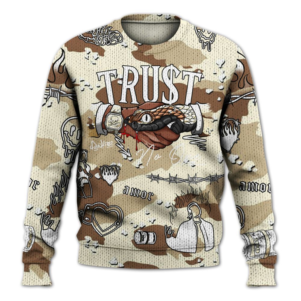Knitted Sweater To Match Desert Camo 3s, Snake Trust No One