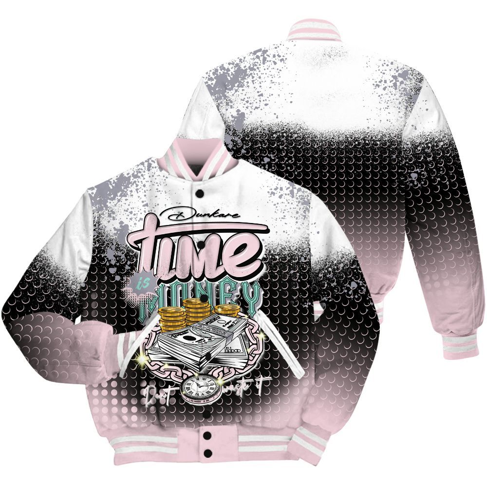 Varsity Jacket To Match Retro Easter 5s Shirt, Halftone Time Is Money All Over Print
