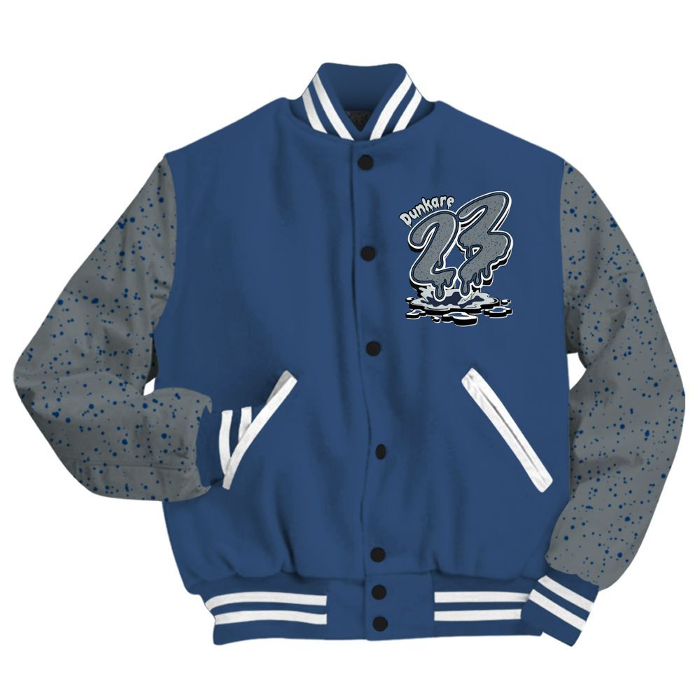 Varsity Jacket To Match Midnight Navy 4s - Custom Name 23 Drip All Over Print