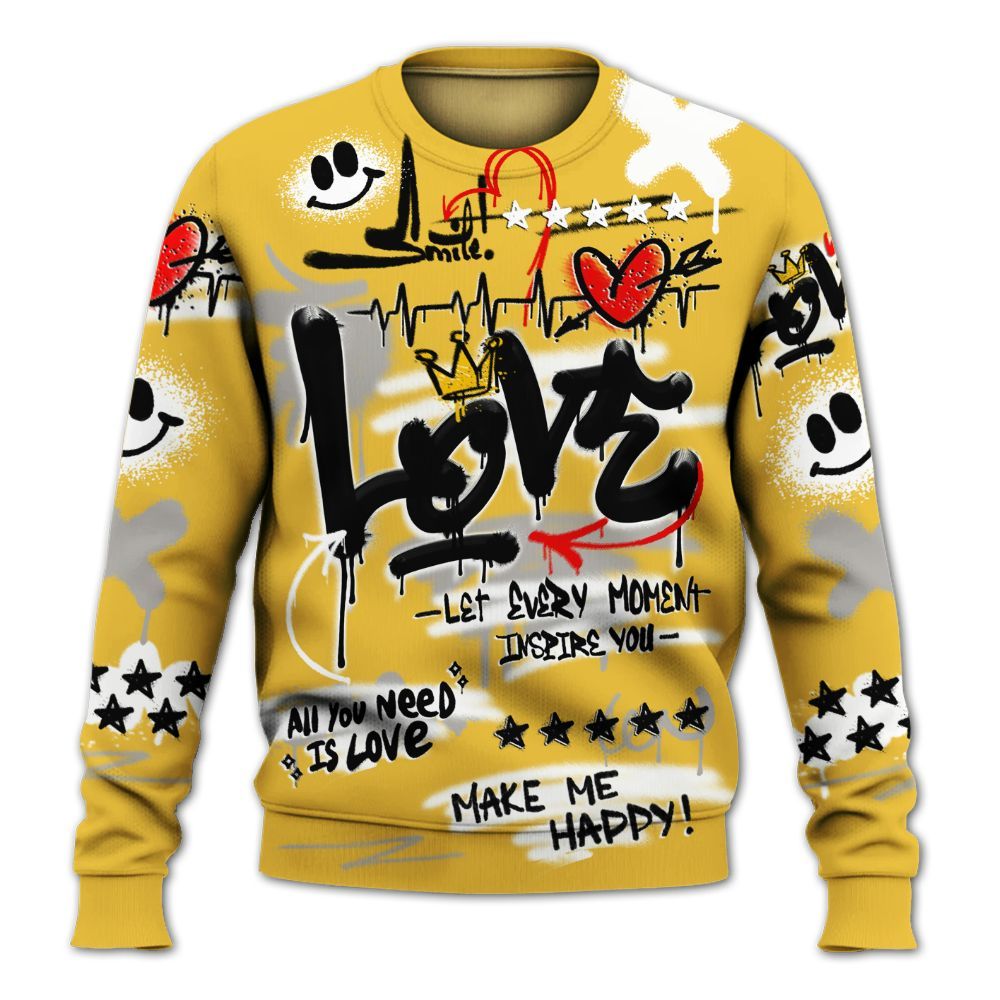 Sweatshirt To Match Low Yellow Python 11s - Happy Love Beats Graffiti Streetwear All Over Print