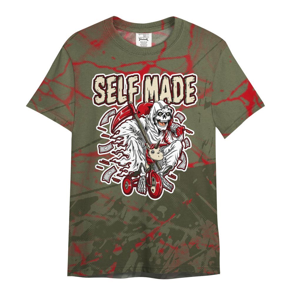 Shirt To Match Travis Scott Low OG Medium Olive 1s - Self Make Skeleton Profound All Over Print