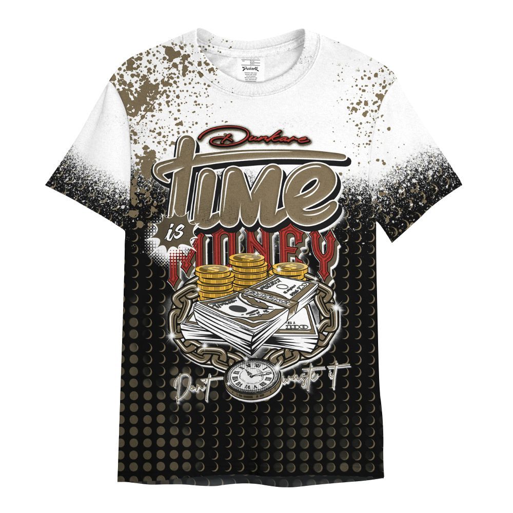 Shirt To Match Olive 9s - Halftone Time Is Money All Over Print