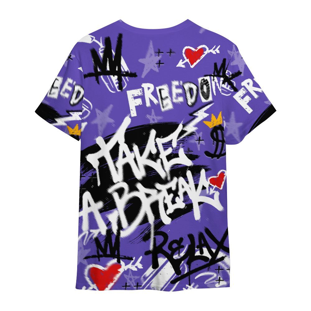 Shirt To Match Field Purple 12s - Take Break Freedom Graffiti Streetwear All Over Print