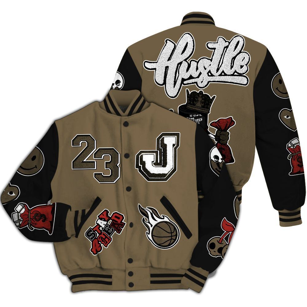 Varsity Jacket To Match Olive 9s - Hustles Money Number 23 All Over Print