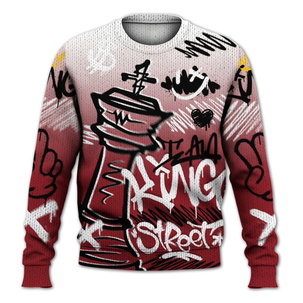 Knitted Sweater To Match High Black Toe Reimagined 1s - Street King Chess Streetwear