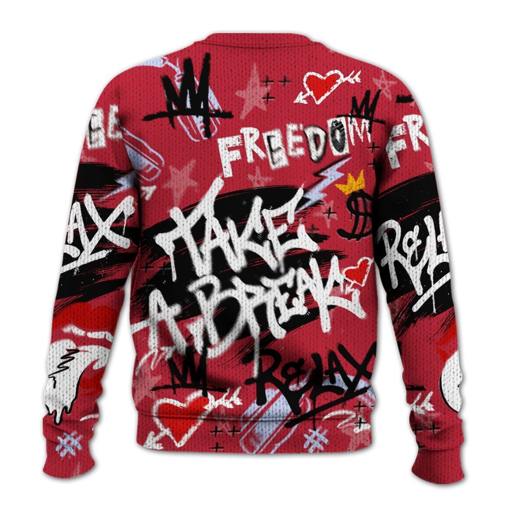 Knitted Sweater To Match Toro Bravo 6s - Take Break Freedom Graffiti Streetwear