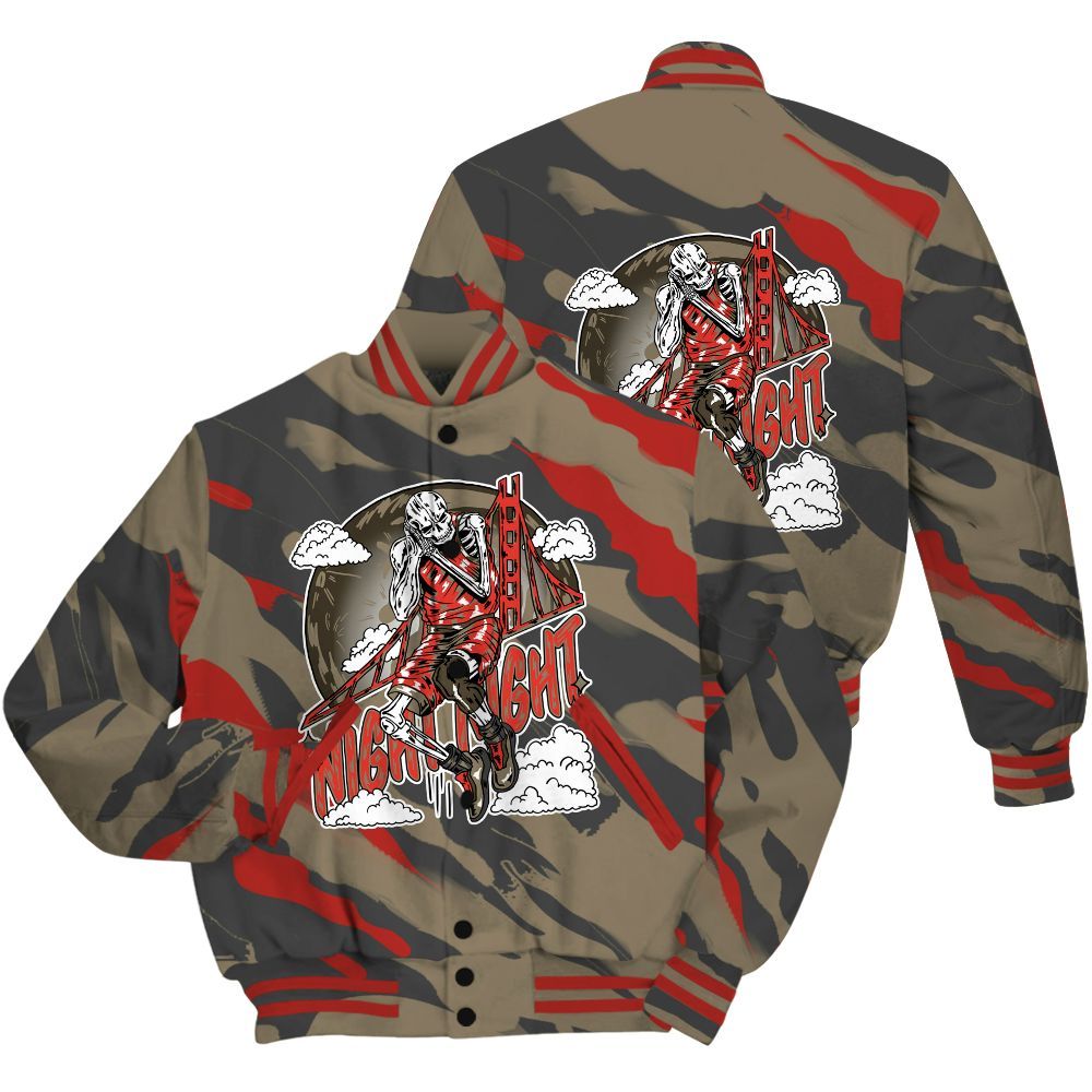 Varsity Jacket To Match Olive 9s Shirt - Seeya Skeleton Colored All Over Print