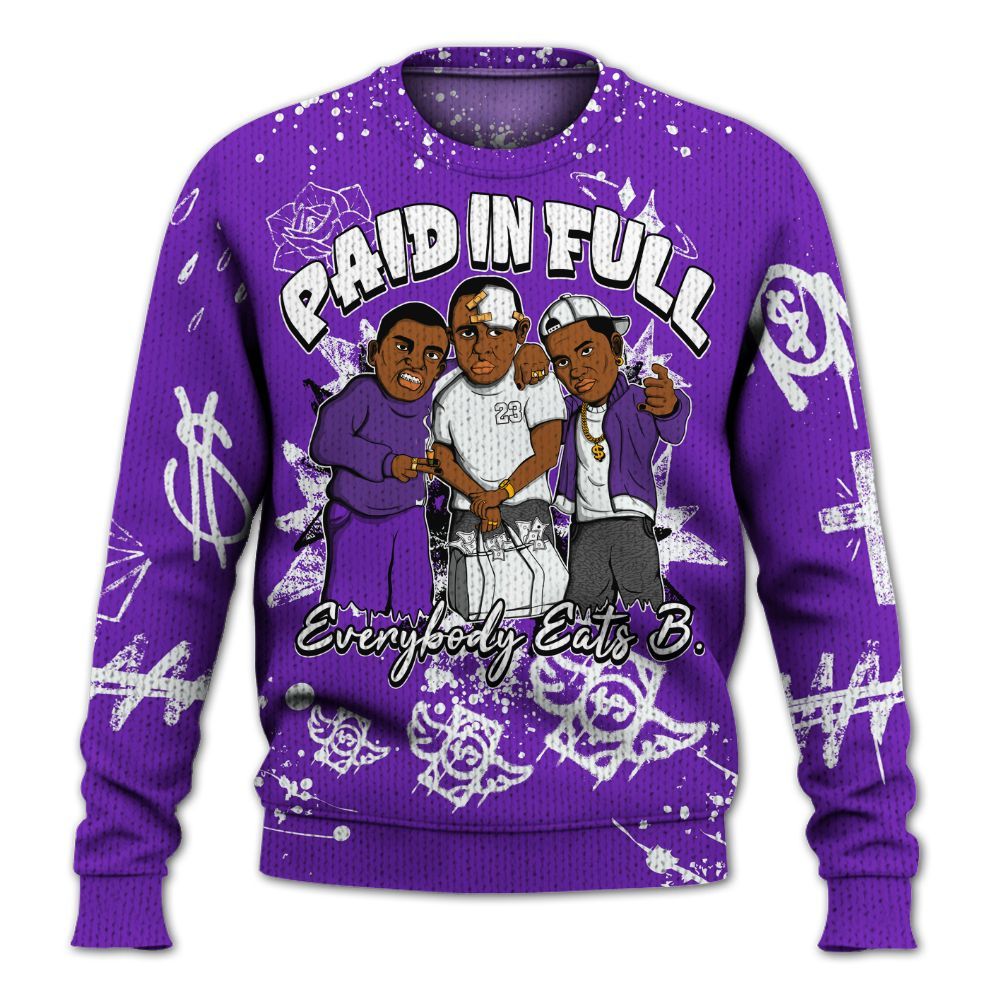 Knitted Sweater To Match Retro Dark Iris 3s - Everybody Paid In Full Crayon