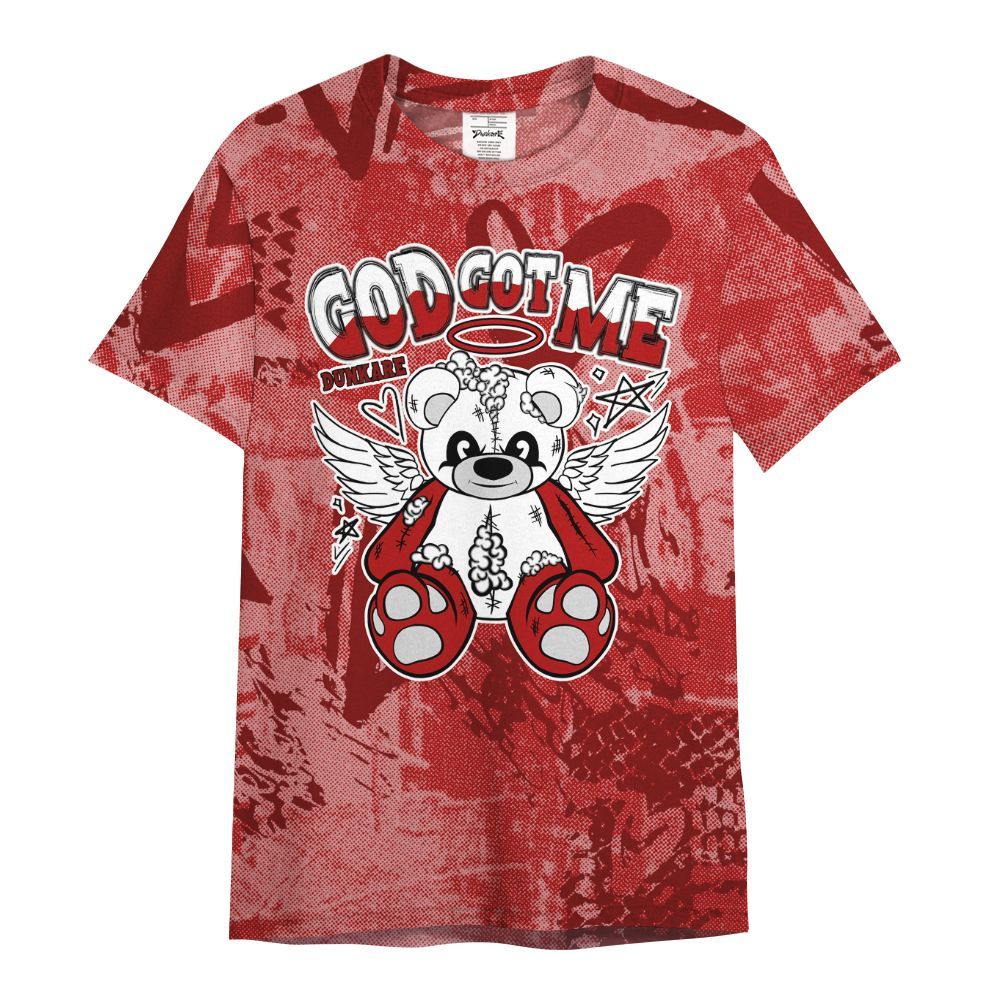 Shirt To Match Red Taxi 12s - Gods Guides Me Bear Heart Grunge All Over Print