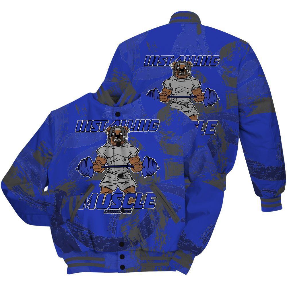 Varsity Jacket To Match Air Max Plus Black Racer Blue Shirt - Installing Muscle Bear Circle Slpash All Over Print