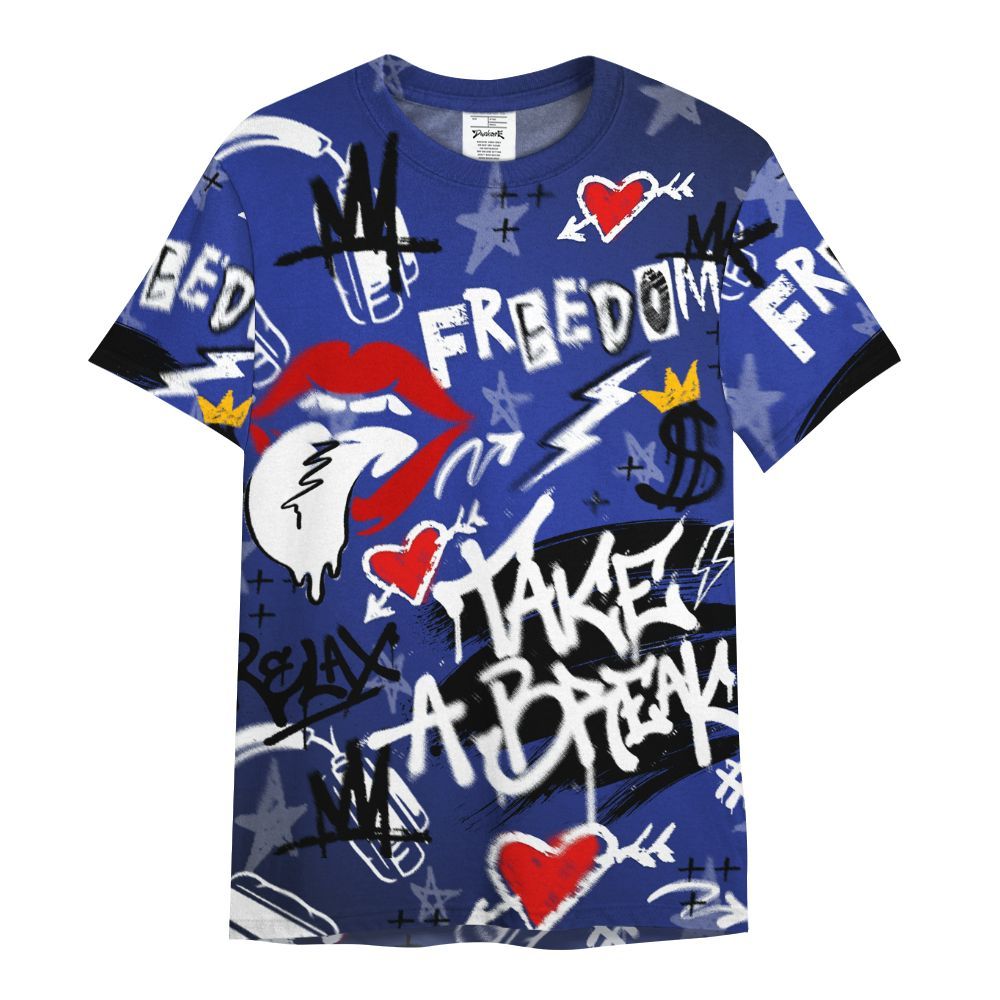 Shirt To Match Air Max Plus Black Racer Blue - Take Break Freedom Graffiti Streetwear All Over Print