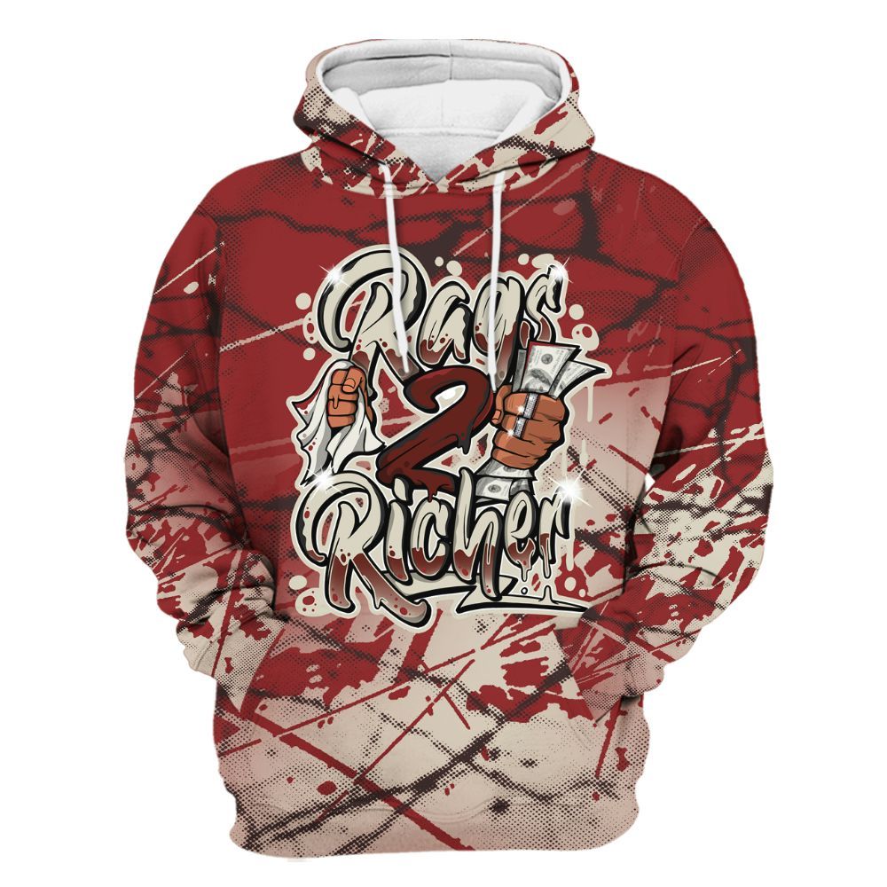 Hoodie To Match High 85 Bred 1s - Rag 2 Rich Graphic All Over Print