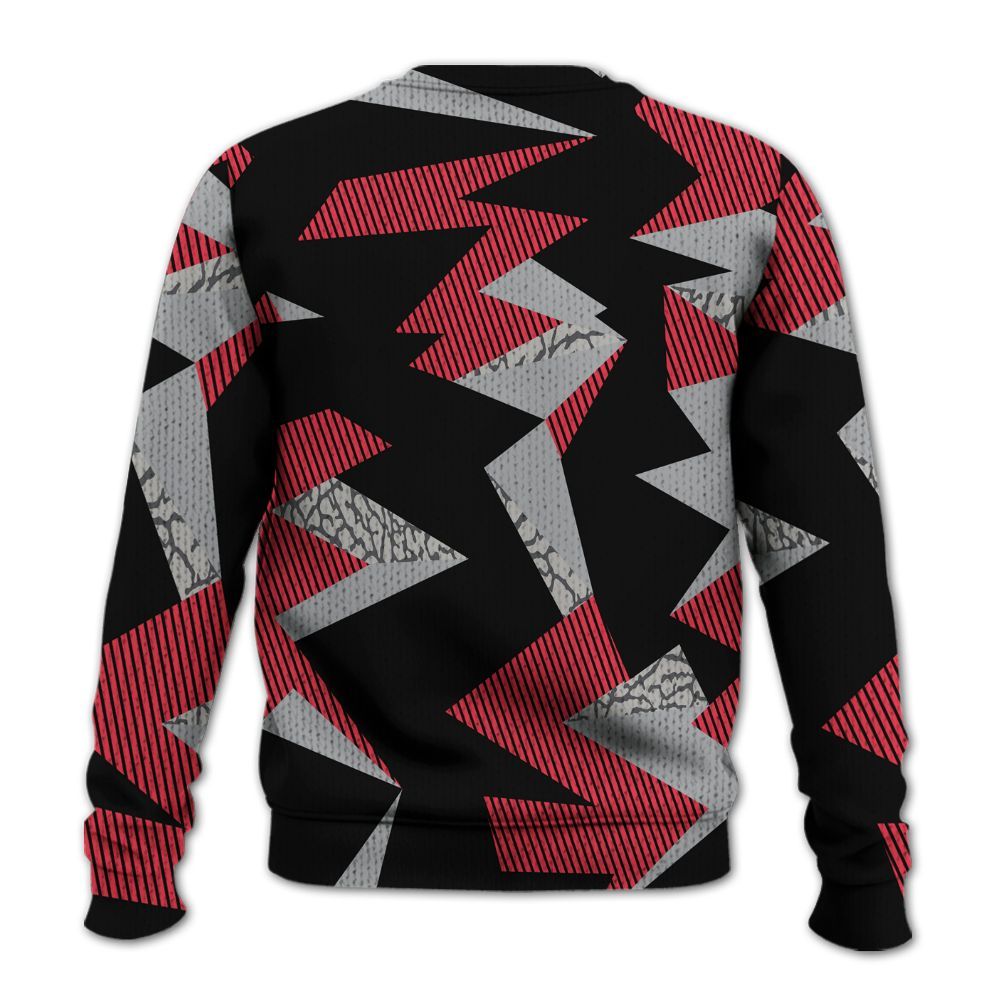 Knitted Sweater To Match Black Cement 3s - Geometric Camouflage Pattern