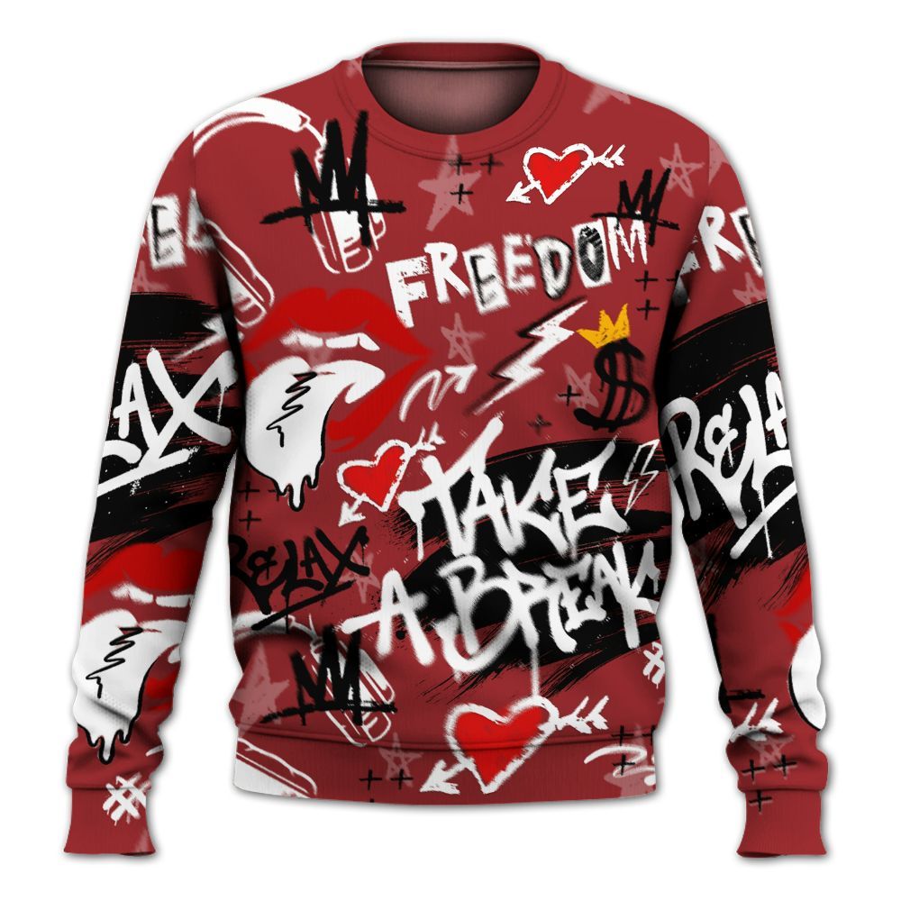 Sweatshirt To Match Alternate Flu Game 12s - Take Break Freedom Graffiti Streetwear All Over Print