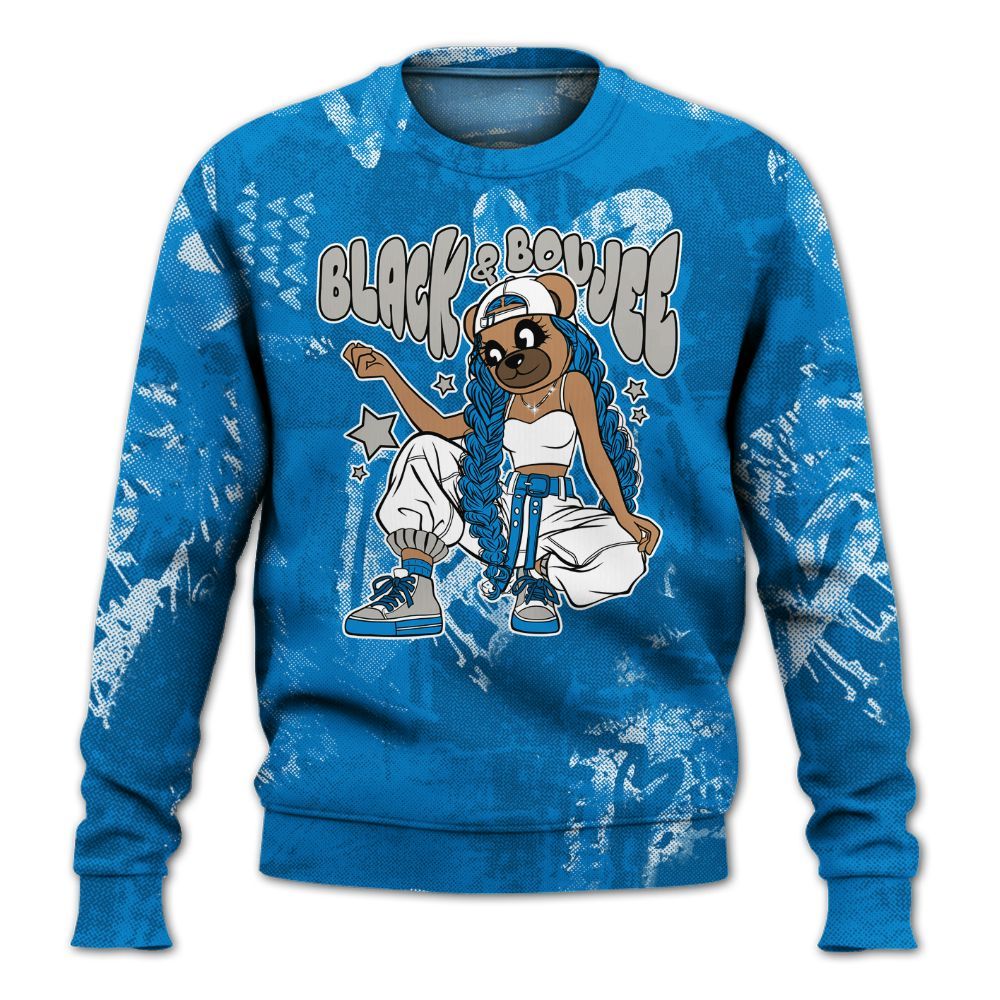 Sweatshirt To Match Military Blue 4s - Boujee Girls Bear Heart Grunge All Over Print