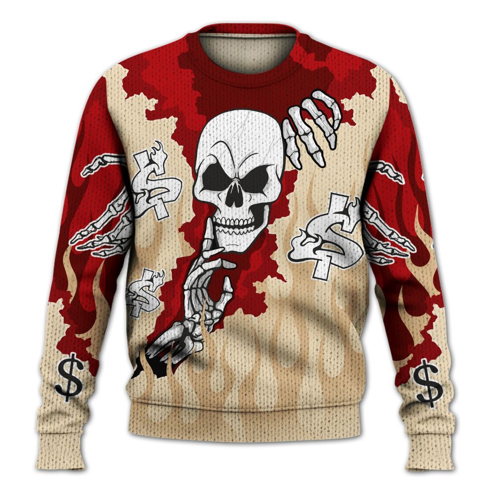 Knitted Sweater To Match Dunk Low Strawberry Waffle - Ones Move In Silence Graphic Trapped