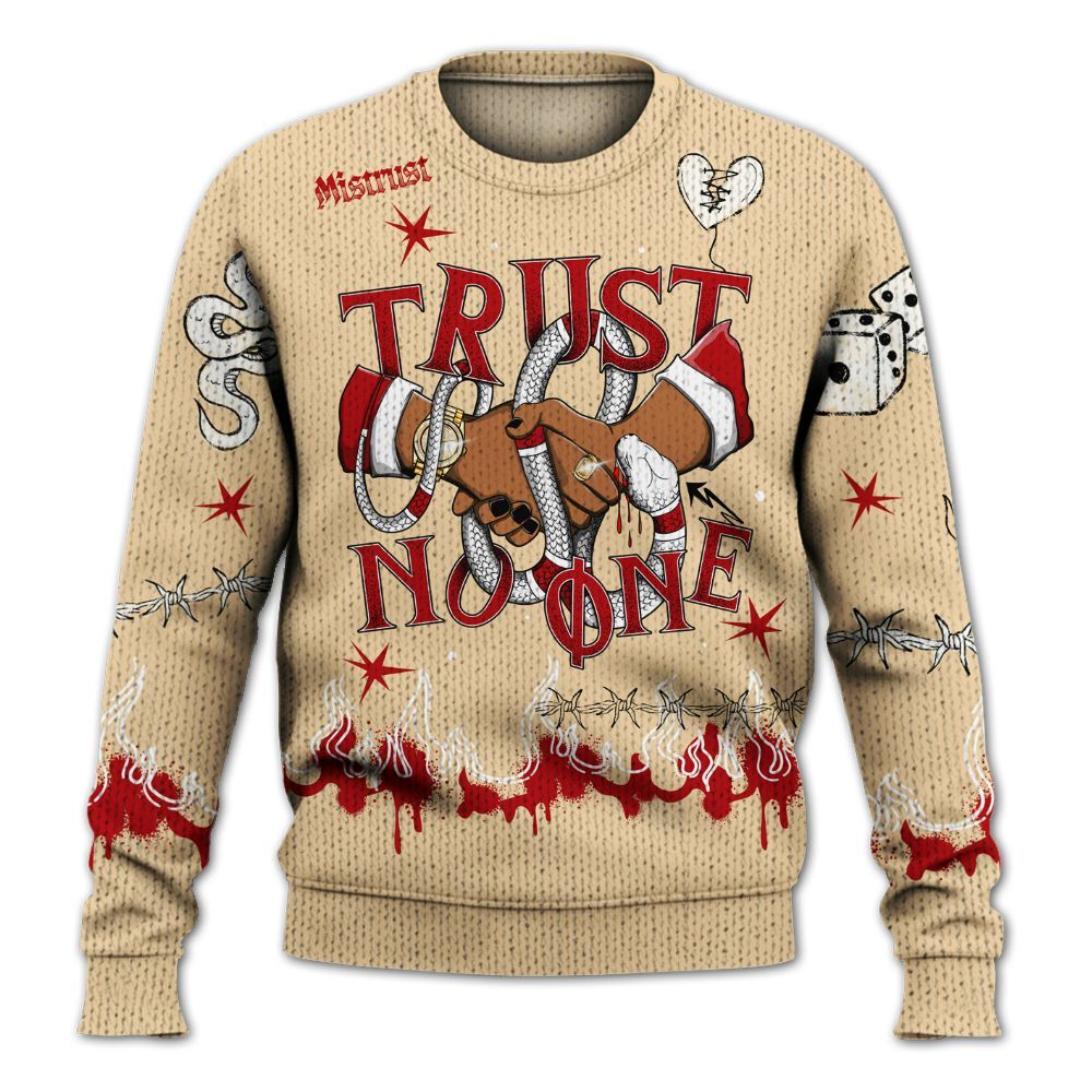 Knitted Sweater To Match Dunk Low Strawberry Waffle - Trust No One Snake-Bite Doodle Crayon