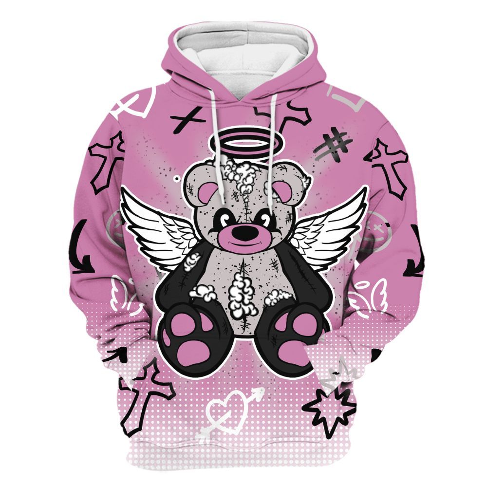 Hoodie To Match Neutral Grey Black White Orchid 4s - Gods Guides Me Bear Graphics All Over Print