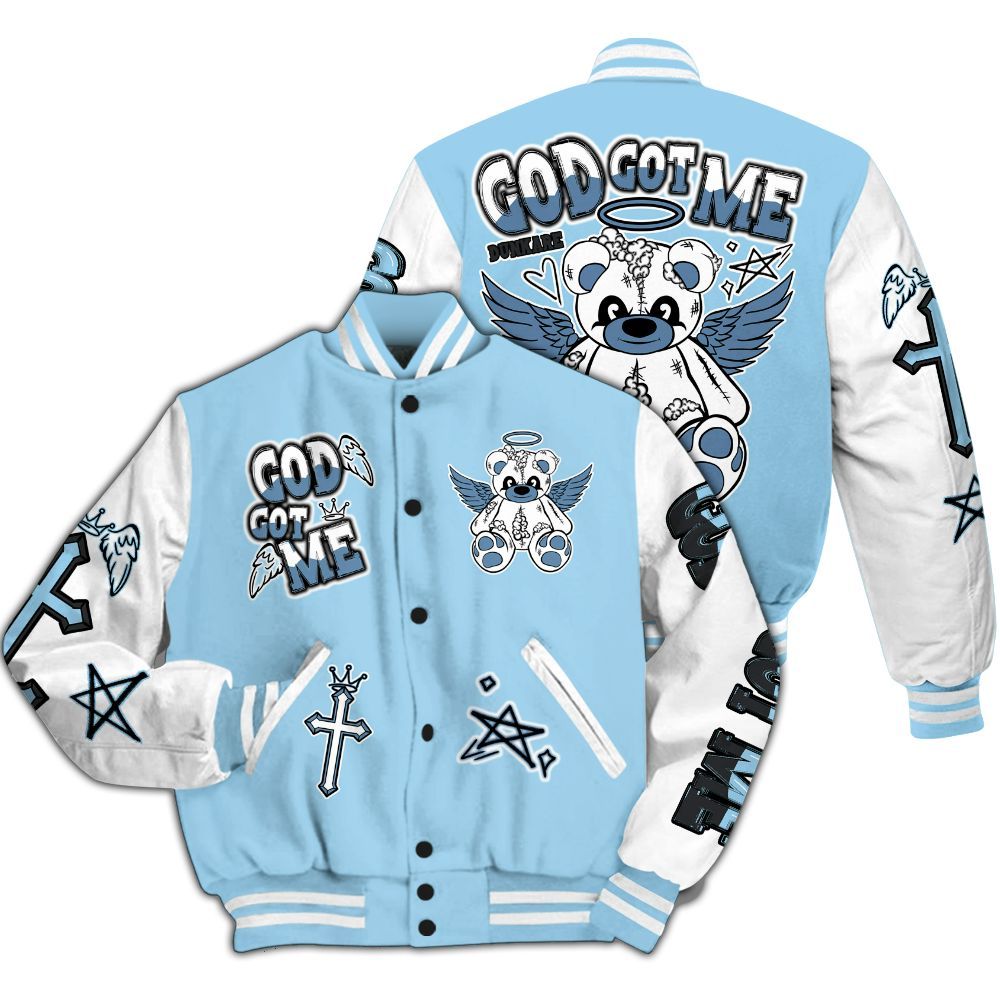 Varsity Jacket To Match Legend Blue 11s - Gods Guides Me Bear All Over Print