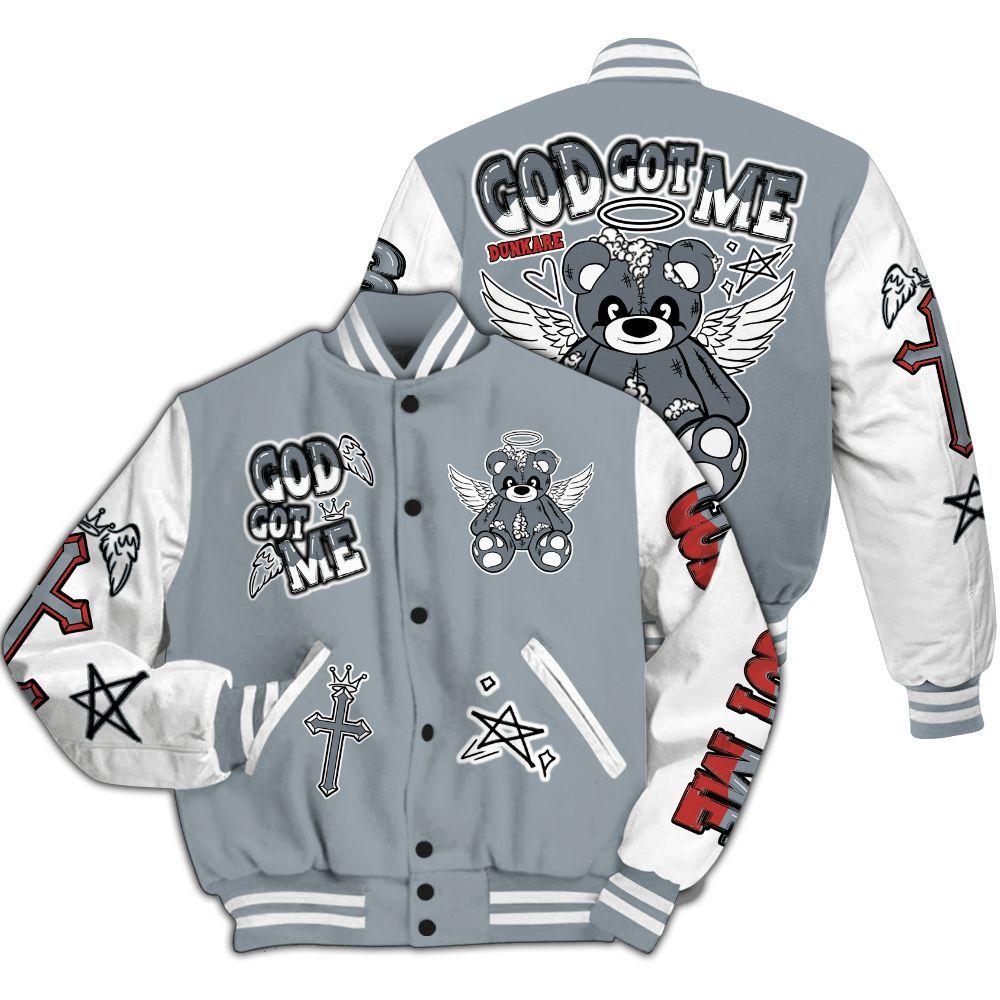 Varsity Jacket To Match Wolf Grey 13s - Gods Guides Me Bear All Over Print
