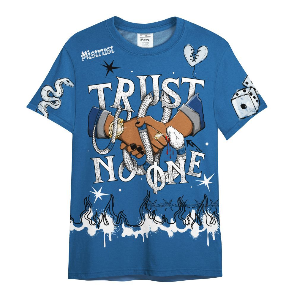Shirt To Match French Blue 13s - Trust No One Snake-Bite Doodle Crayon All Over Print