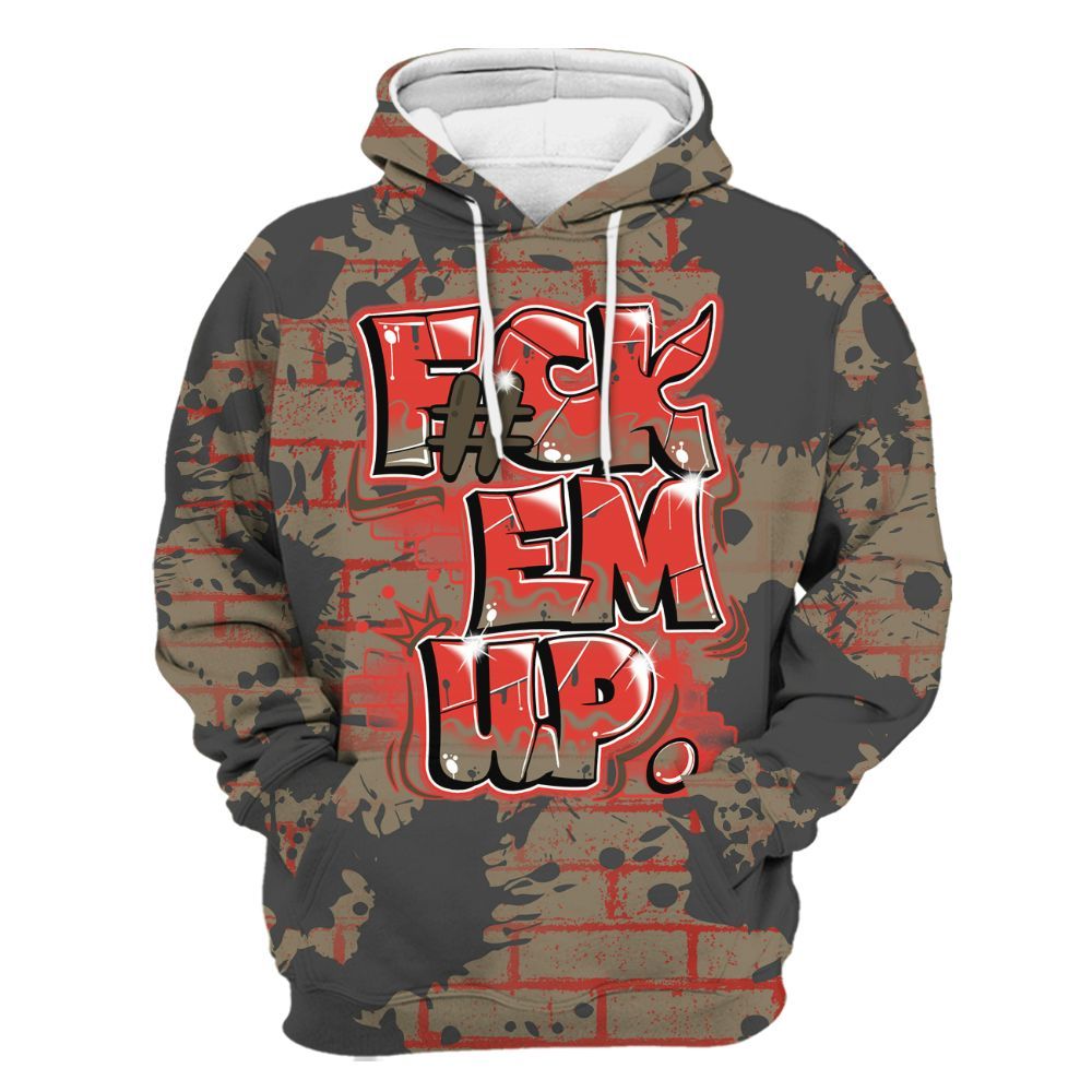 Hoodie To Match Olive 9s - F#ck Em Graphic Brick Art All Over Print