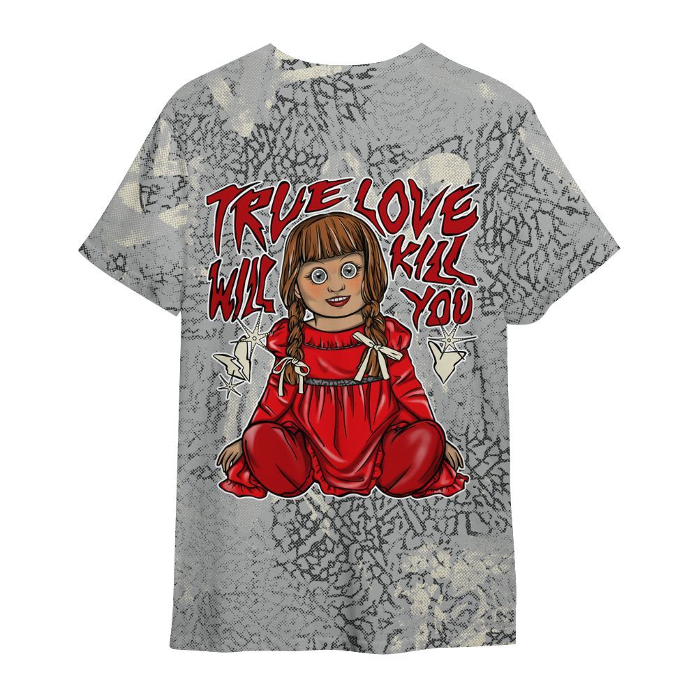 Shirt To Match Cement Grey 3s - Genuine Loves Bear Heart Grunge All Over Print