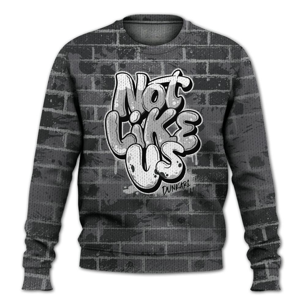 Knitted Sweater To Match White Thunder 4s - None Like Us Graphic Brick Art