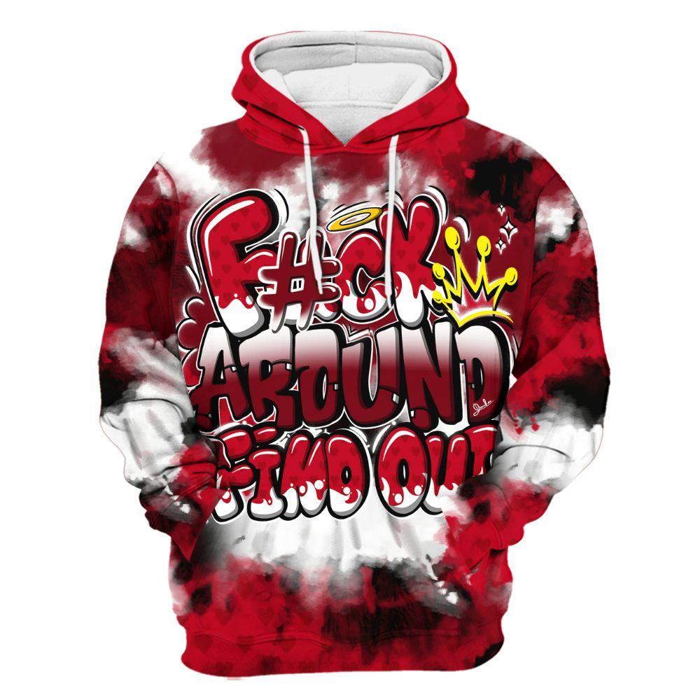 Hoodie To Match Cortez GS Valentine's Day - Tie Dye FK Around Find Out All Over Print