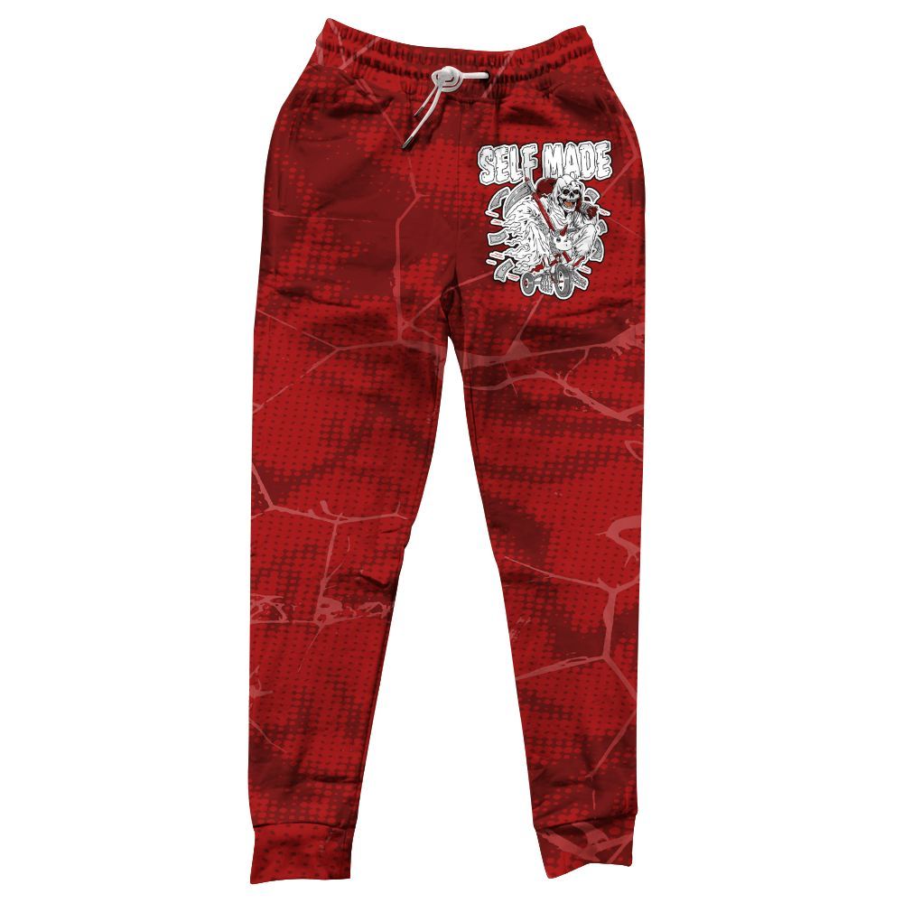 Sweatpant To Match Red Taxi 12s - Self Made Skeleton Crack All Over Print