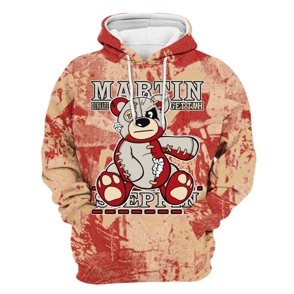 Hoodie To Match Dunk Low Strawberry Waffle - Tah Steppin Bear Heart Grunge All Over Print
