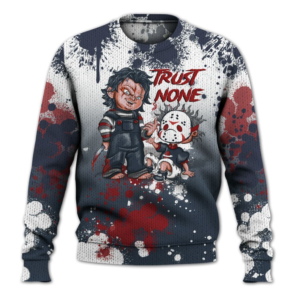 Knitted Sweater To Match Retro Olympic 6s - Trust No One Scary