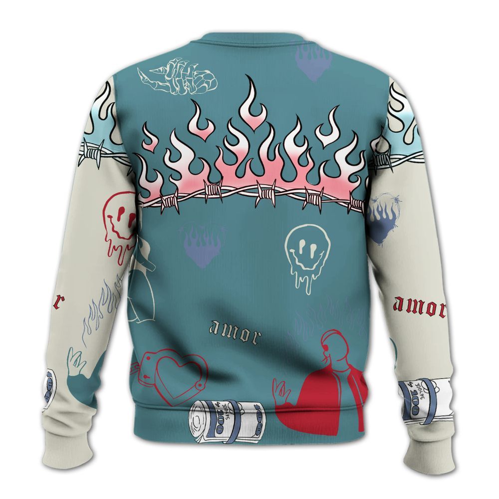 Sweatshirt To Match Dunk Low Denim Turquoise Royal - Snake Trust No One All Over Print