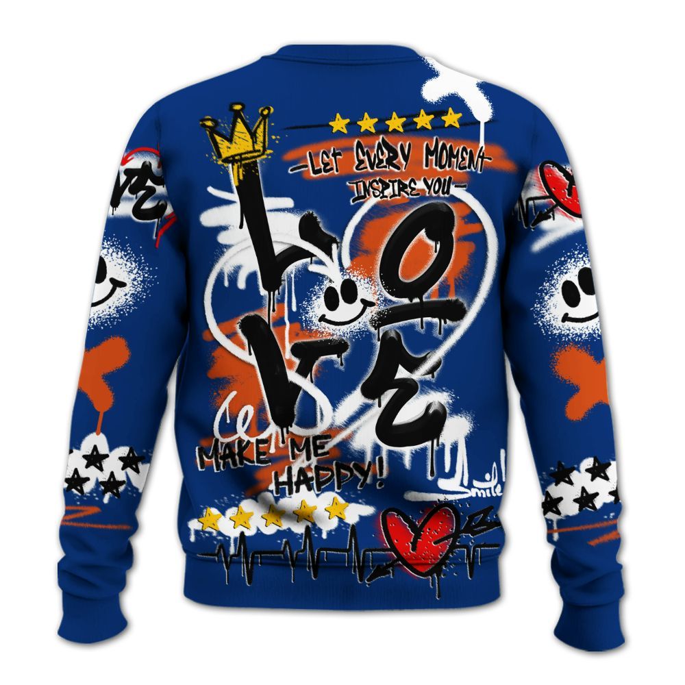 Sweatshirt To Match Mid Knicks 1s - Happy Love Beats Graffiti Streetwear All Over Print