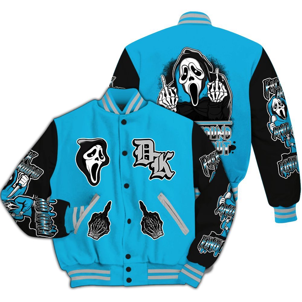 Varsity Jacket To Match Black University Blue 2026 14s - F#CK And Find Out Graphic All Over Print