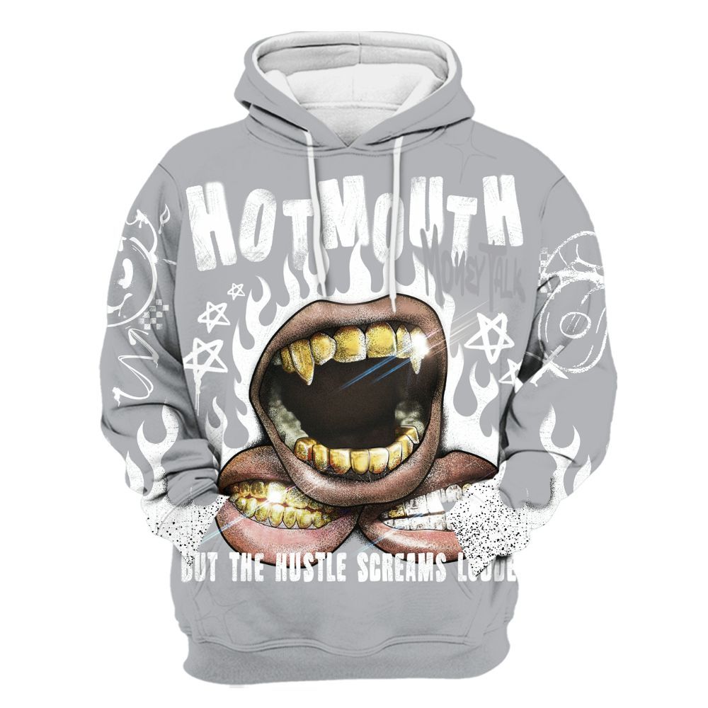 Hoodie To Match Low OG Wolf Grey 1s - Mouth Burning Street Style All Over Print