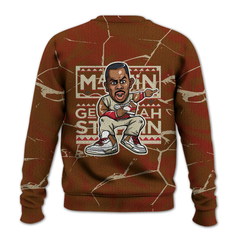 Knitted Sweater To Match Archaeo Brown 5s - Get Tag Sneakers Steppin' Graphic Crack