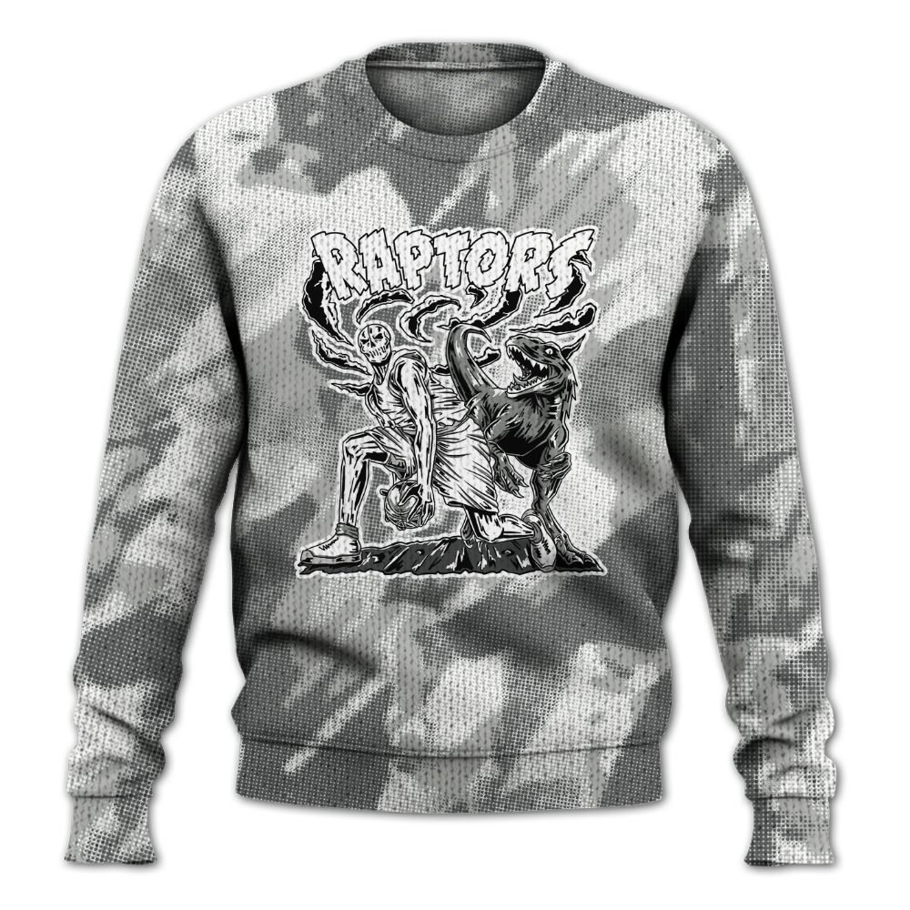 Knitted Sweater To Match Retro Wet Cement 4s - Raptors Skeleton Abstract Halftone
