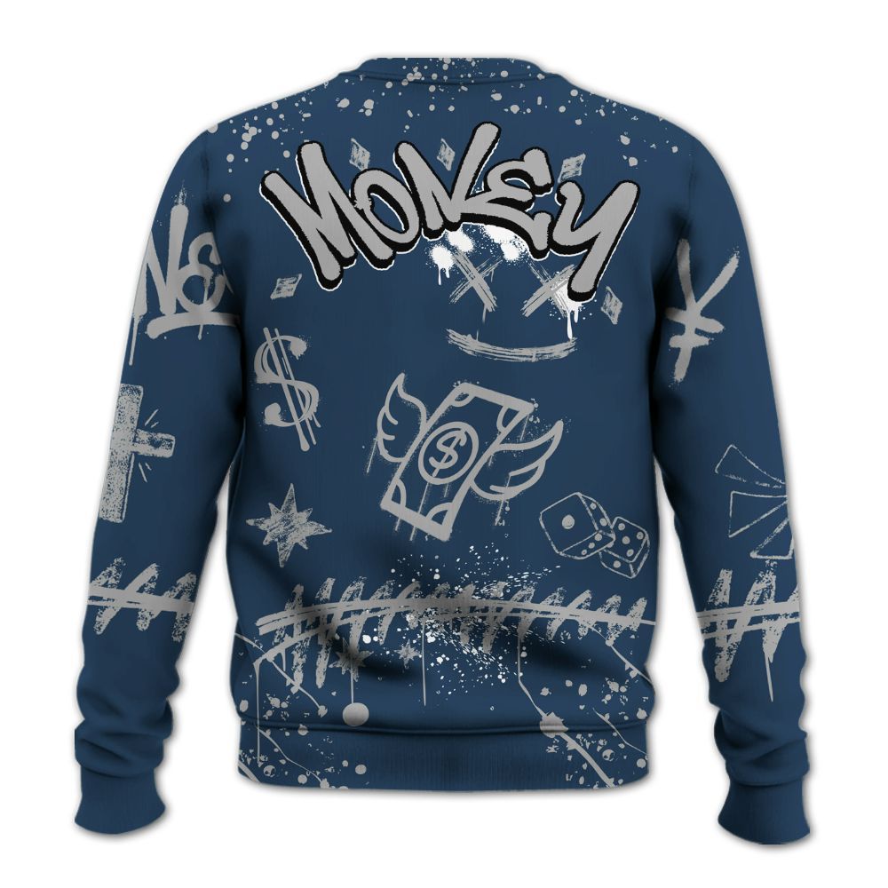 Sweatshirt To Match Retro French Blue 2025 12s - Everybody Paid In Full Crayon All Over Print